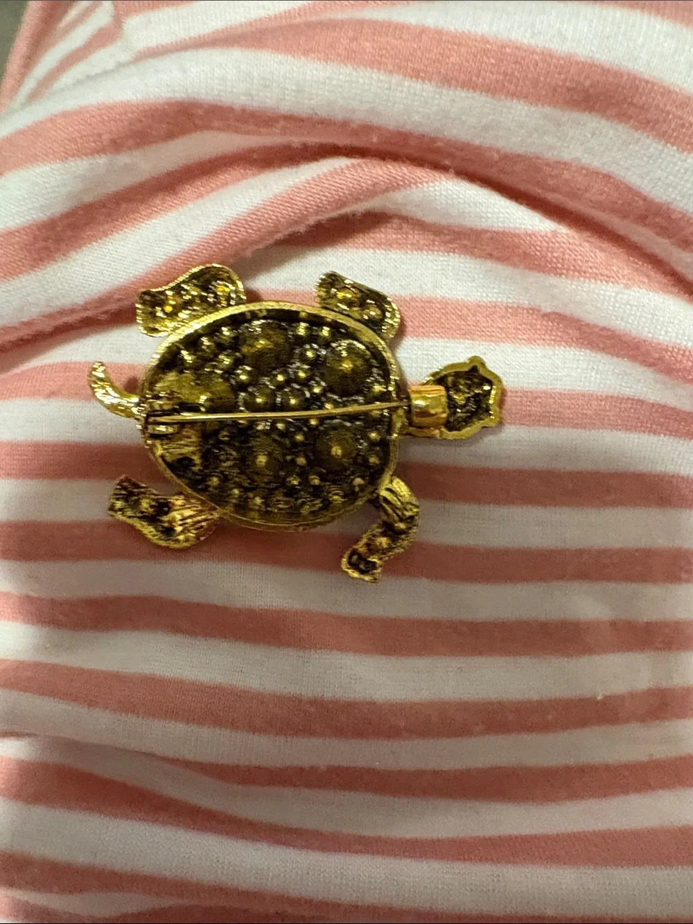Crystal Turtle Brooch with Aurora Rhinestones
